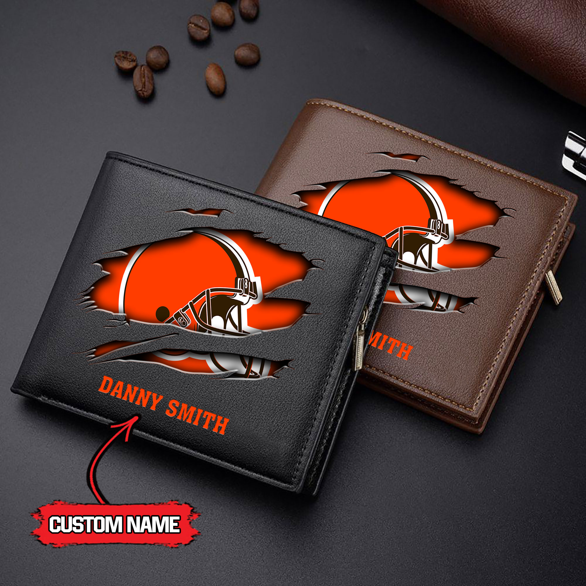 NFL Cleveland Browns - Men’s Leather Wallet – Custom Name