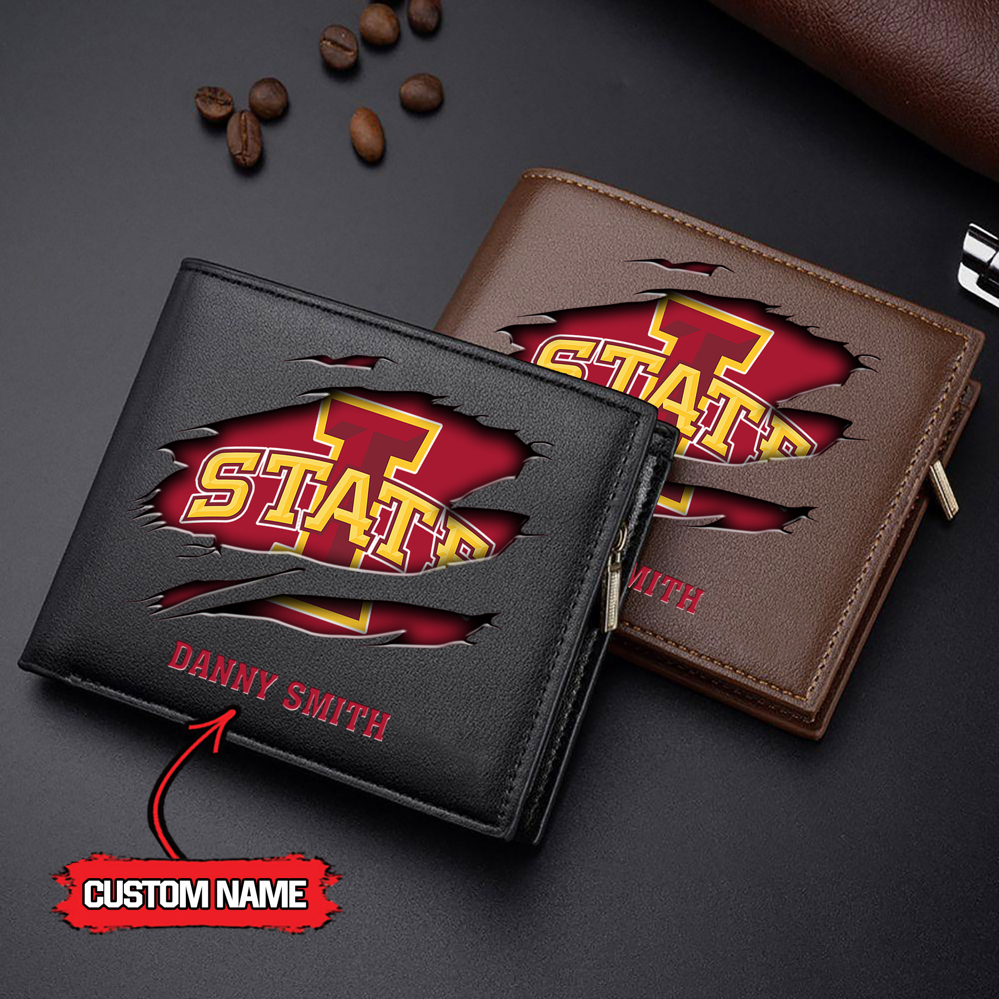 ZNCAA Iowa State Cyclones - Men’s Leather Wallet – Custom Name