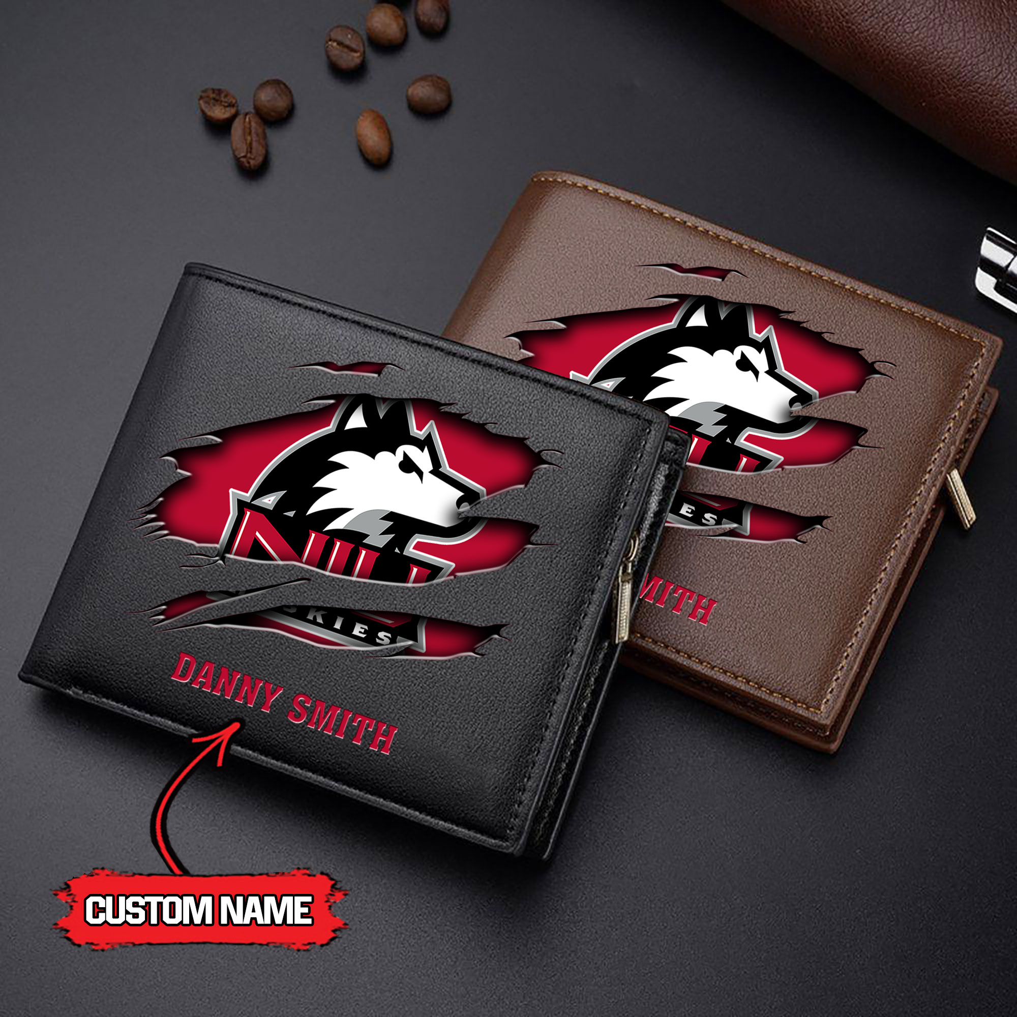 ZNCAA Northern Illinois Huskies - Men’s Leather Wallet – Custom Name
