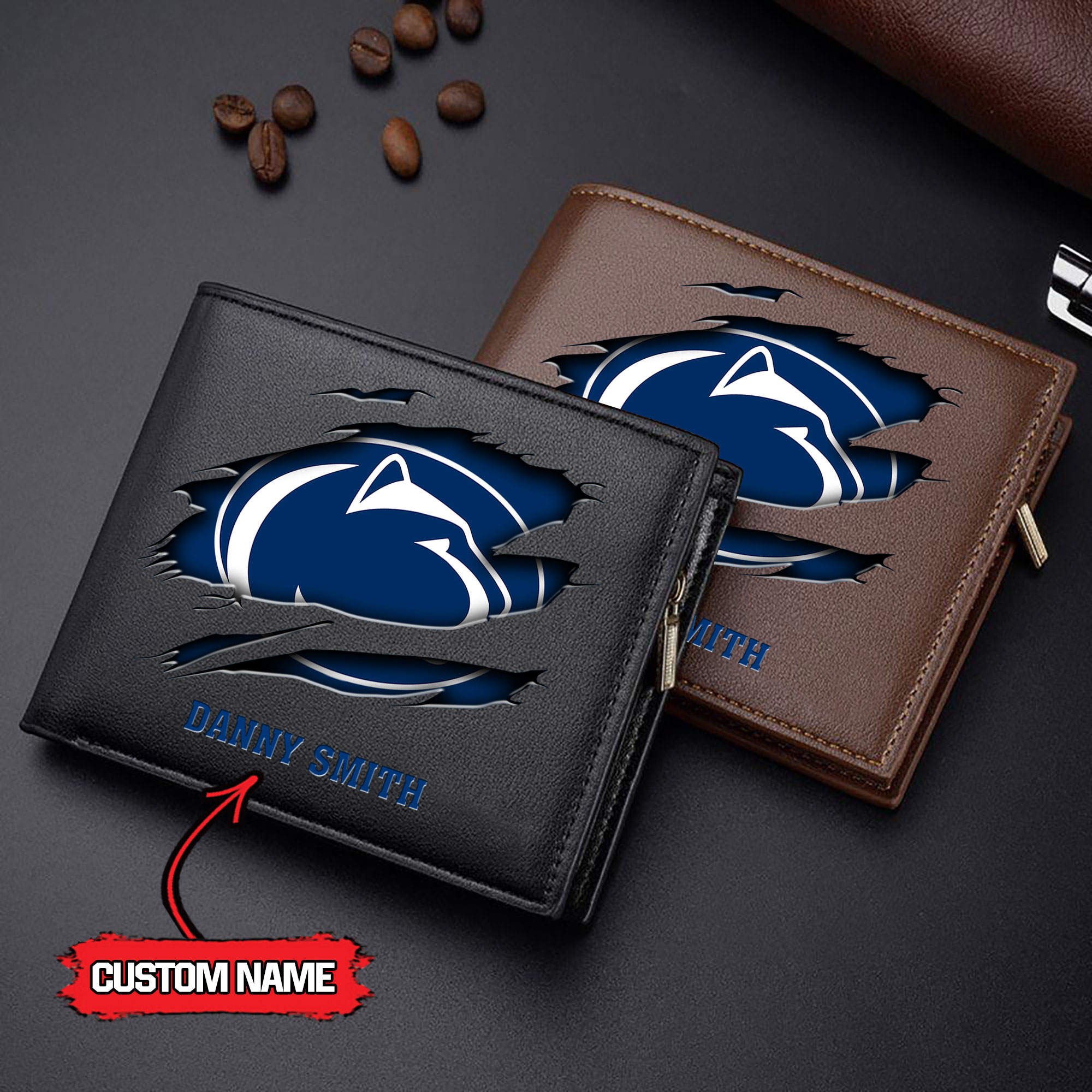 ZNCAA Penn State Nittany Lions - Men’s Leather Wallet – Custom Name