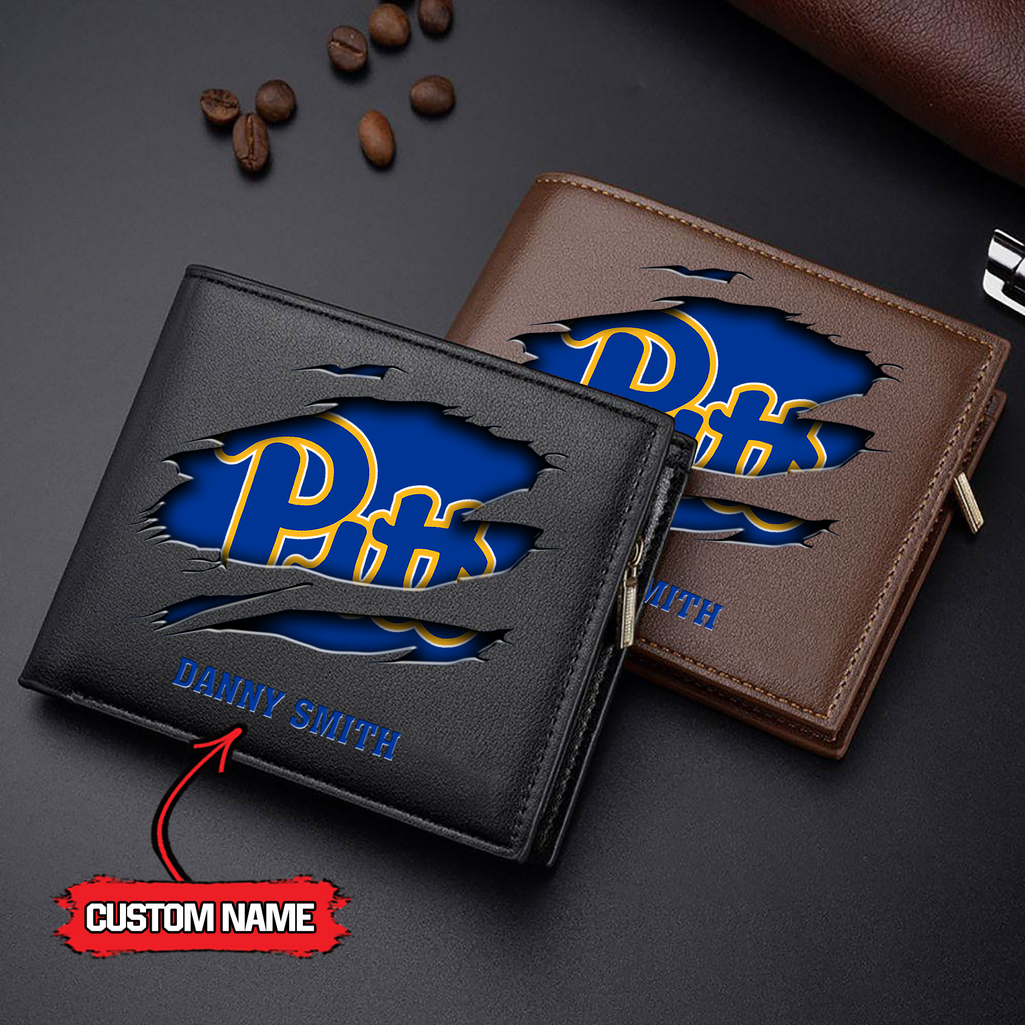 ZNCAA Pittsburgh Panthers - Men’s Leather Wallet – Custom Name