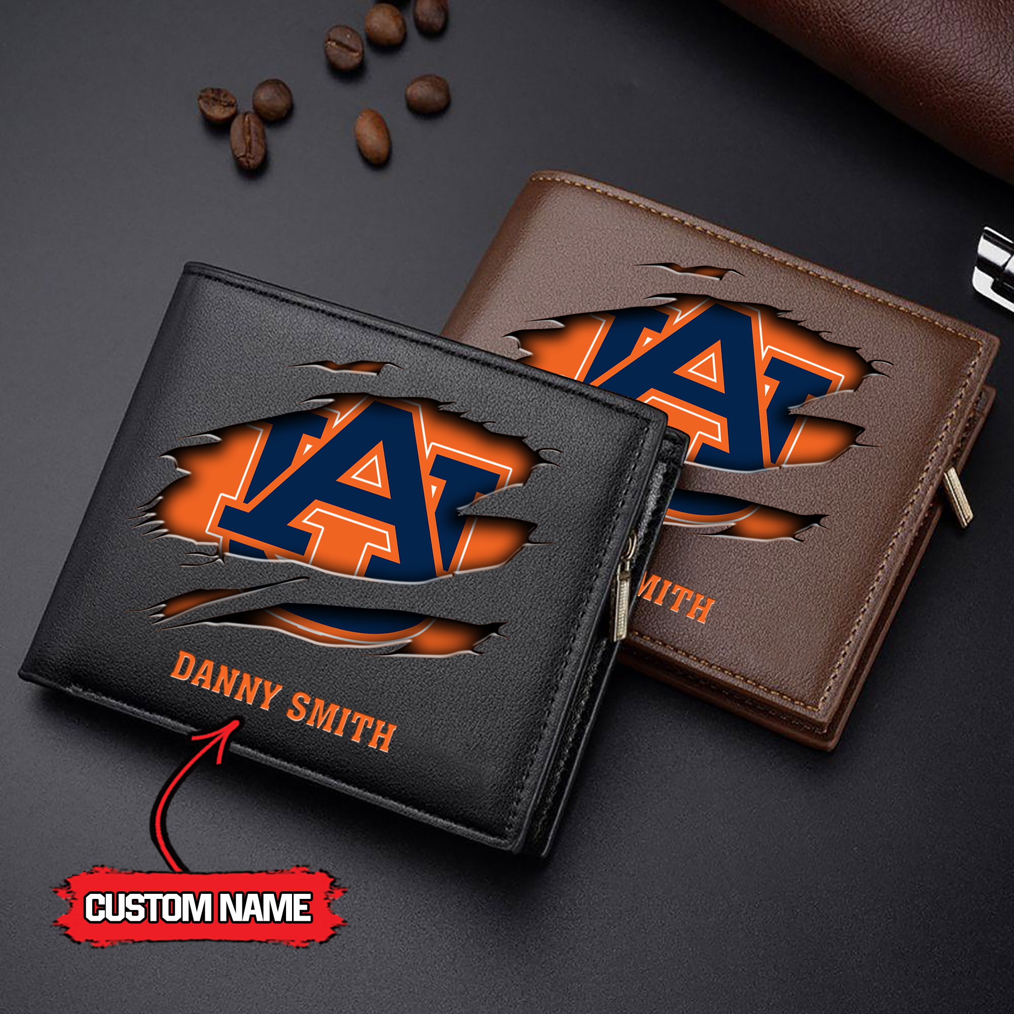 ZNCAA Auburn Tigers - Men’s Leather Wallet – Custom Name