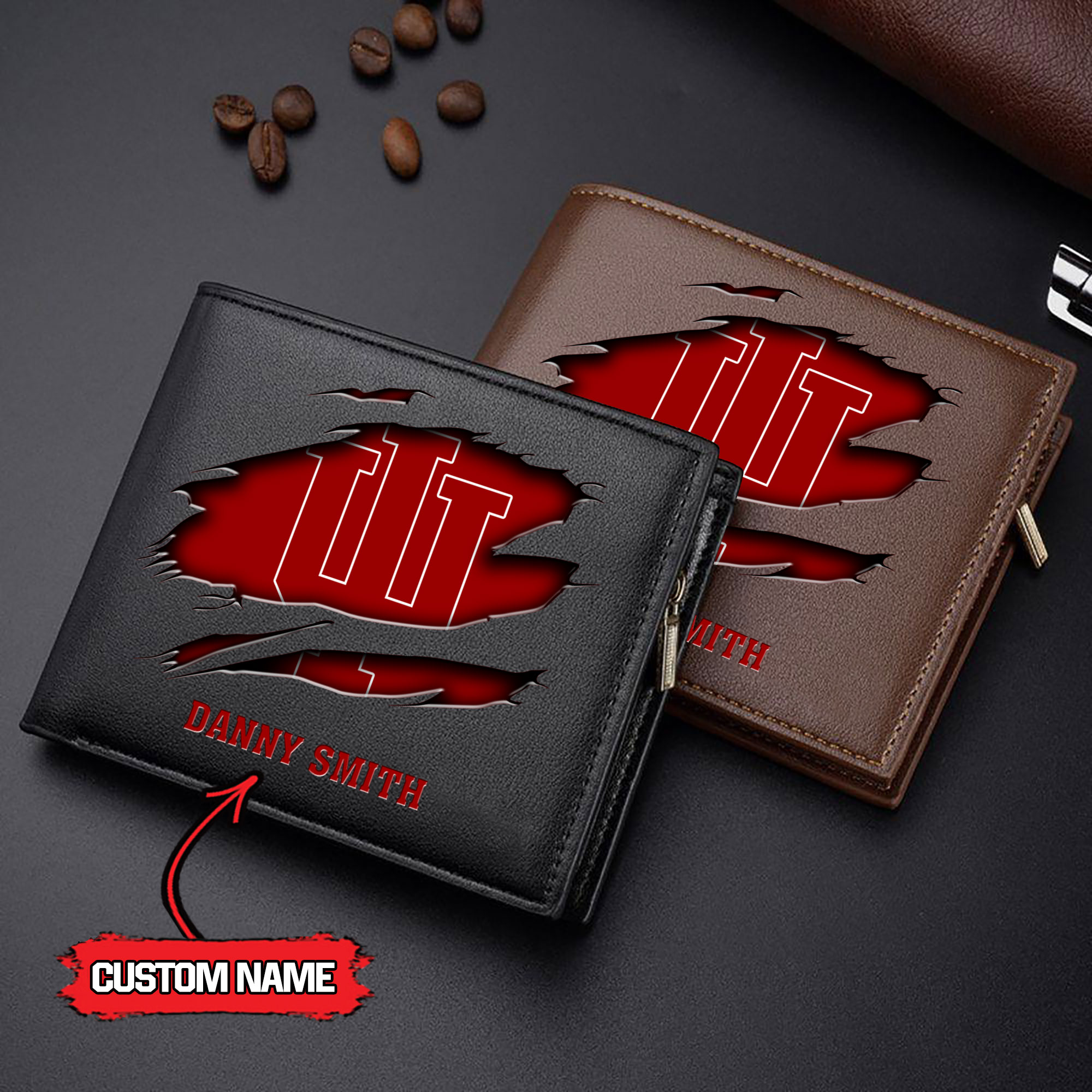 ZNCAA Indiana Hoosiers - Men’s Leather Wallet – Custom Name