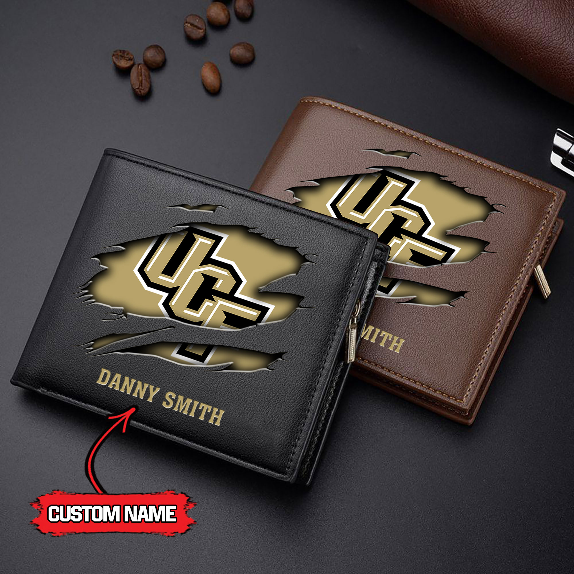 ZNCAA UCF Knights - Men’s Leather Wallet – Custom Name