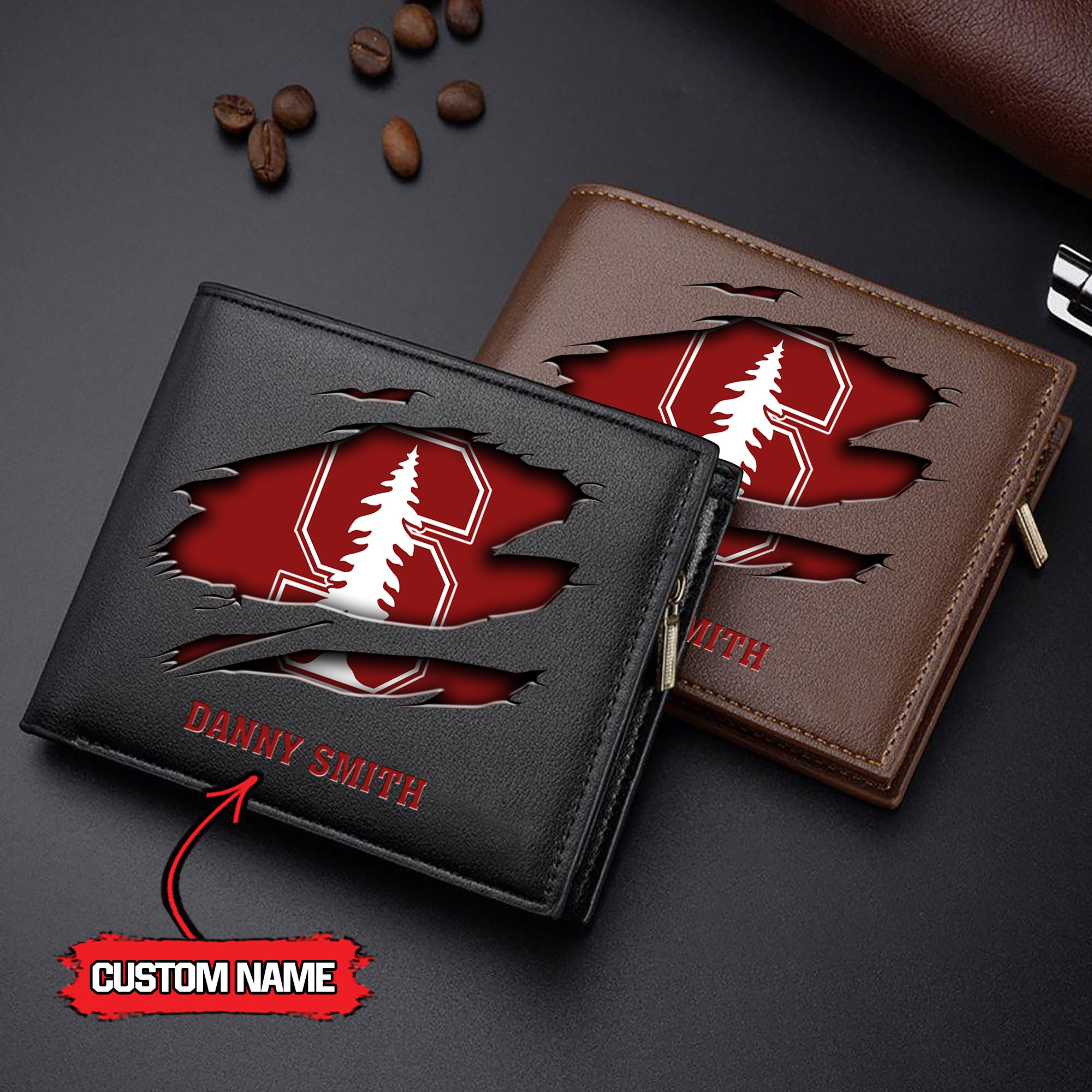 ZNCAA Stanford Cardinal - Men’s Leather Wallet – Custom Name