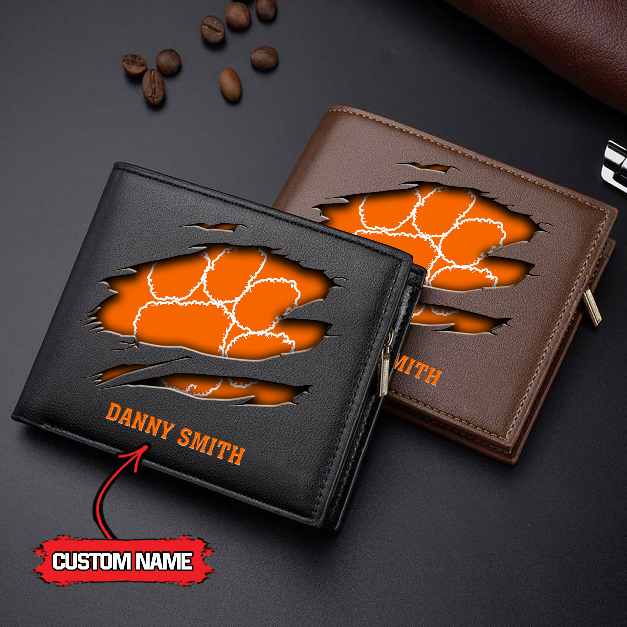 ZNCAA Clemson Tigers - Men’s Leather Wallet – Custom Name