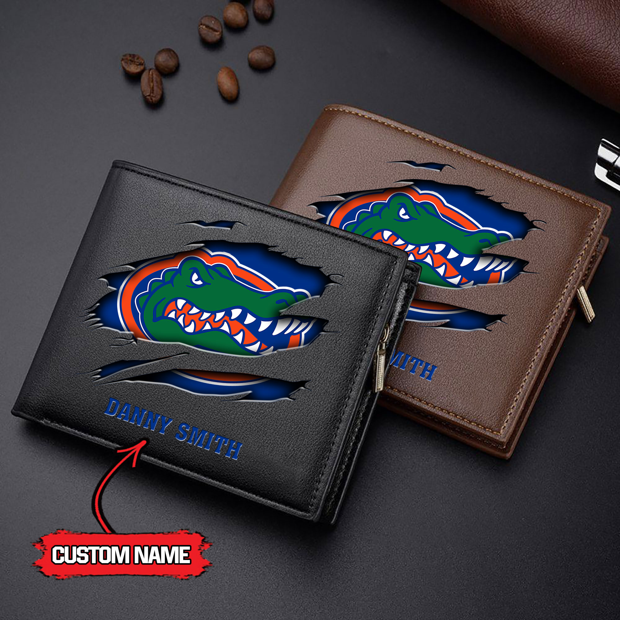ZNCAA Florida Gators - Men’s Leather Wallet – Custom Name