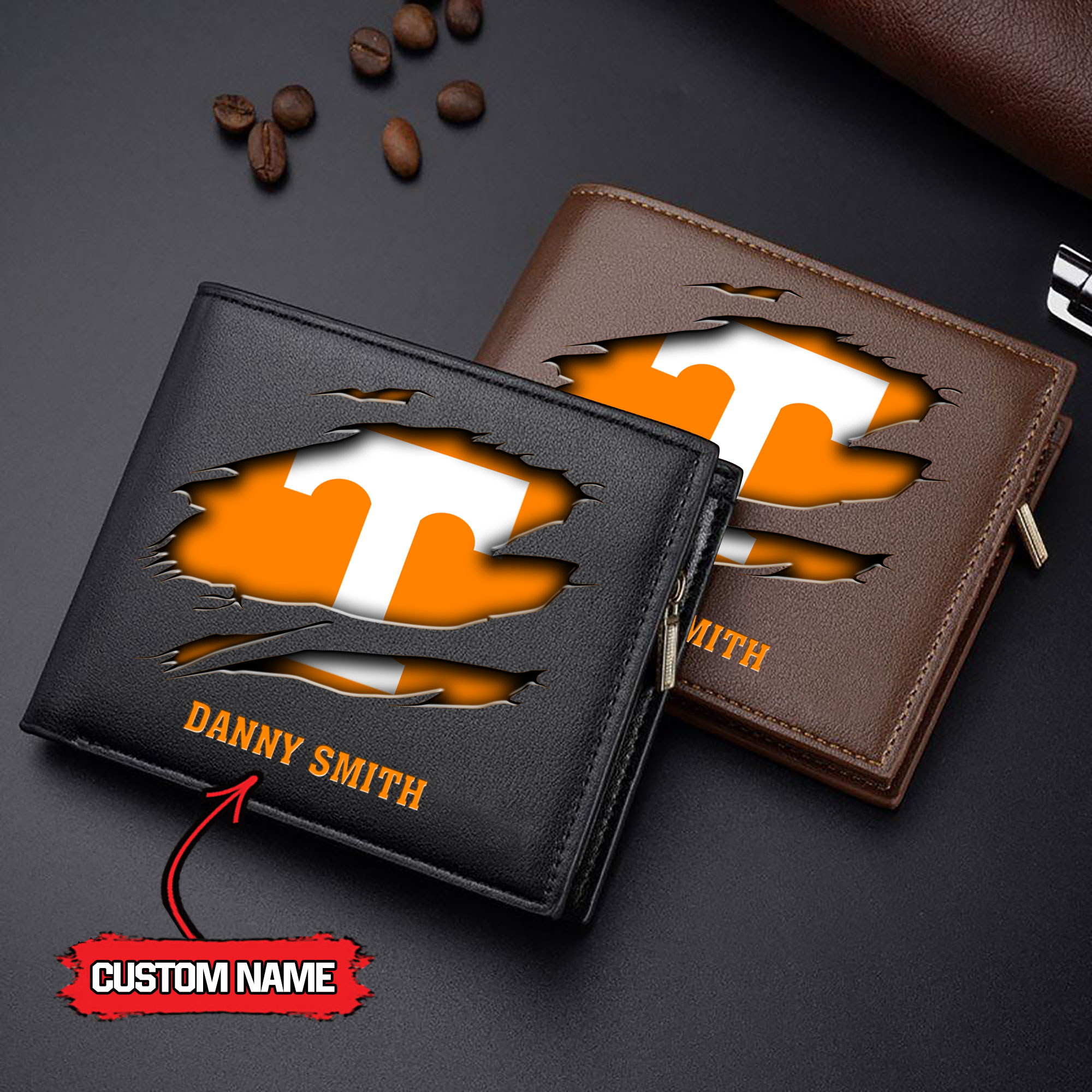 ZNCAA Tennessee Volunteers - Men’s Leather Wallet – Custom Name