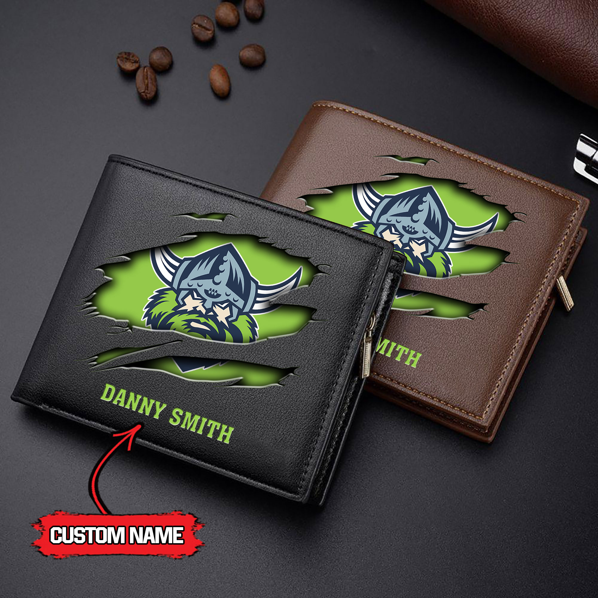NRL 02 Canberra Raiders - Men’s Leather Wallet - Custom Name
