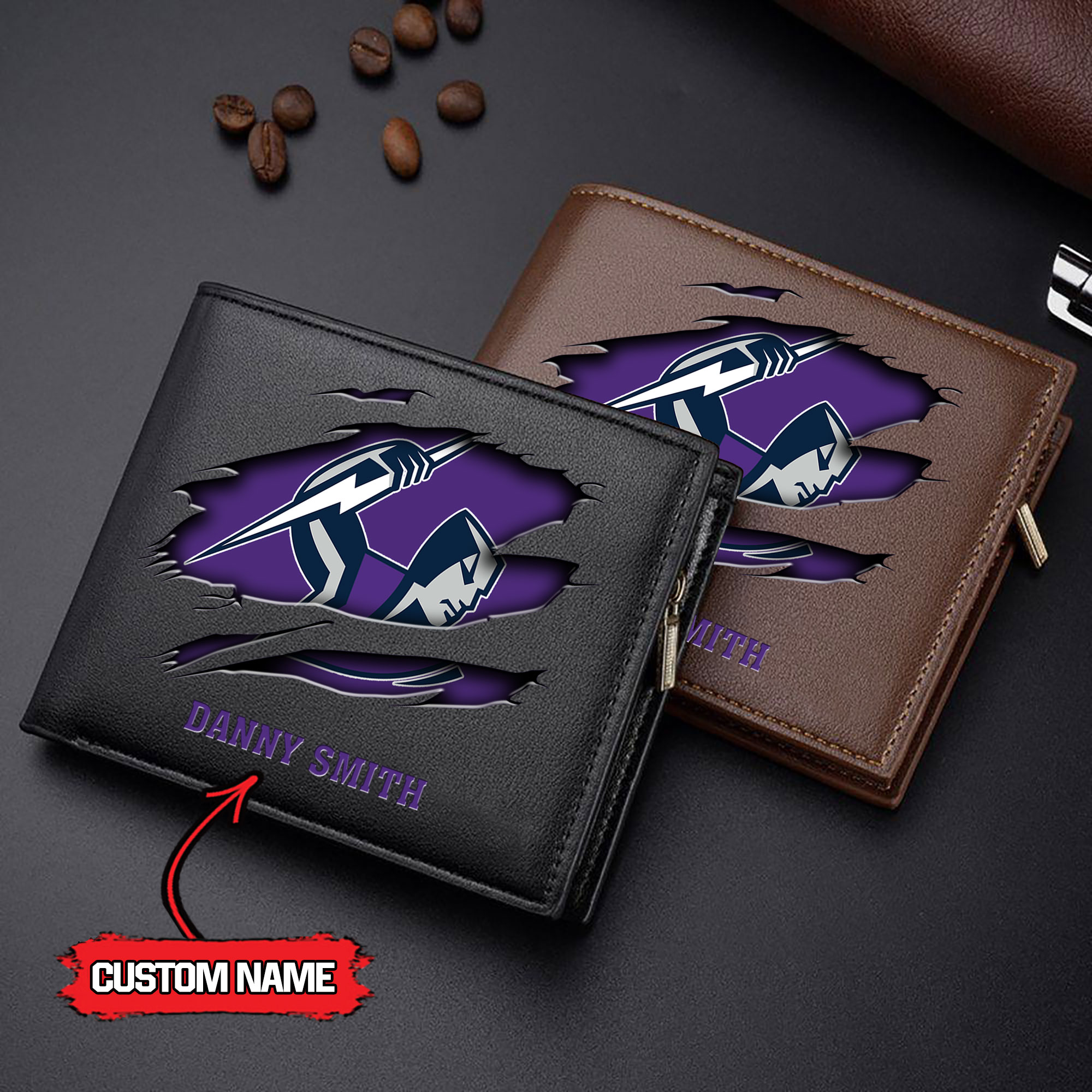 NRL 07 Melbourne Storm - Men’s Leather Wallet - Custom Name
