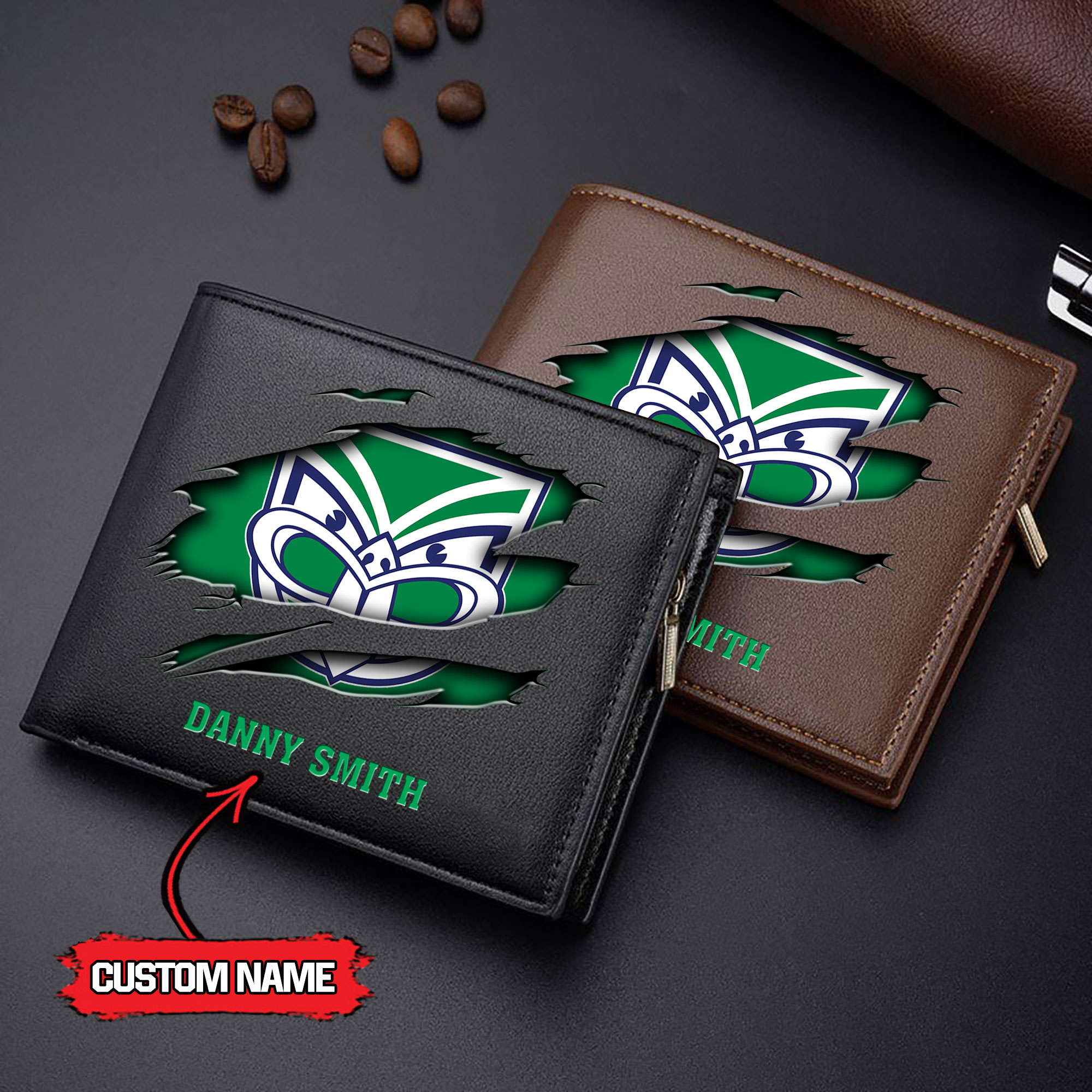 NRL 09 New Zealand Warriors - Men’s Leather Wallet - Custom Name