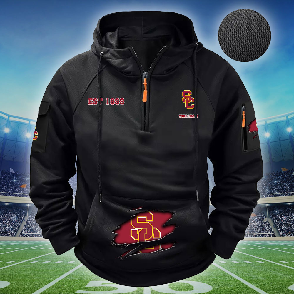 ZNCAA USC Trojans - Football Men's Zip-Up Hoodie - Custom Name