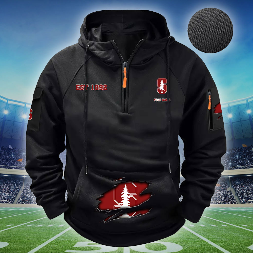 ZNCAA Stanford Cardinal - Football Men's Zip-Up Hoodie - Custom Name