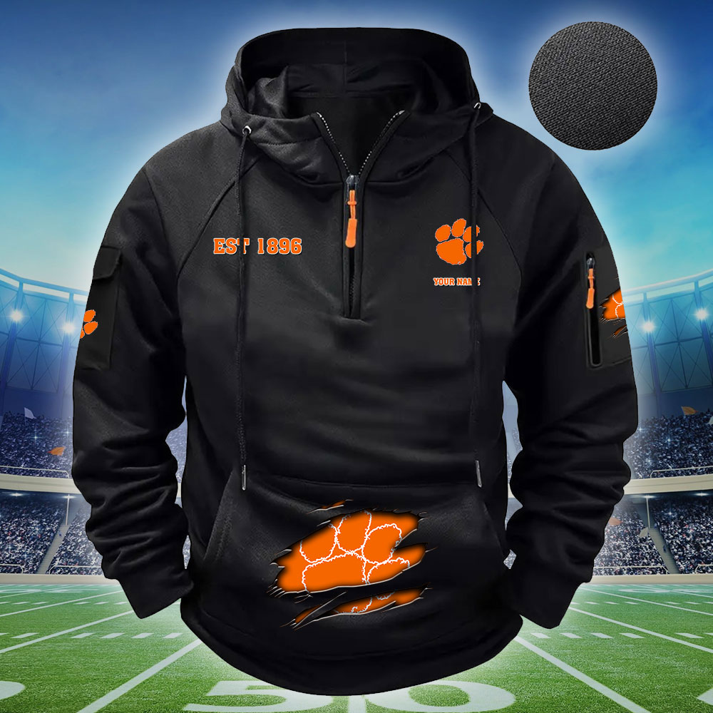 ZNCAA Clemson Tigers - Football Men's Zip-Up Hoodie - Custom Name