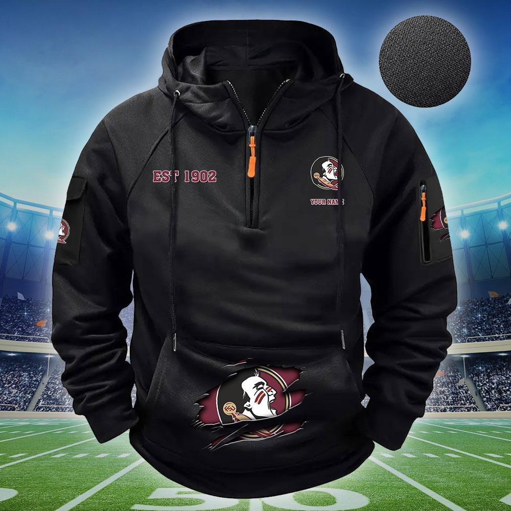 ZNCAA Florida State Seminoles - Football Men's Zip-Up Hoodie - Custom Name