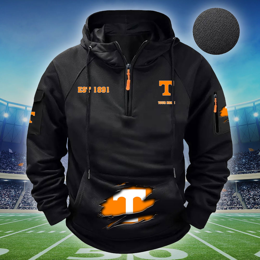 ZNCAA Tennessee Volunteers - Football Men's Zip-Up Hoodie - Custom Name