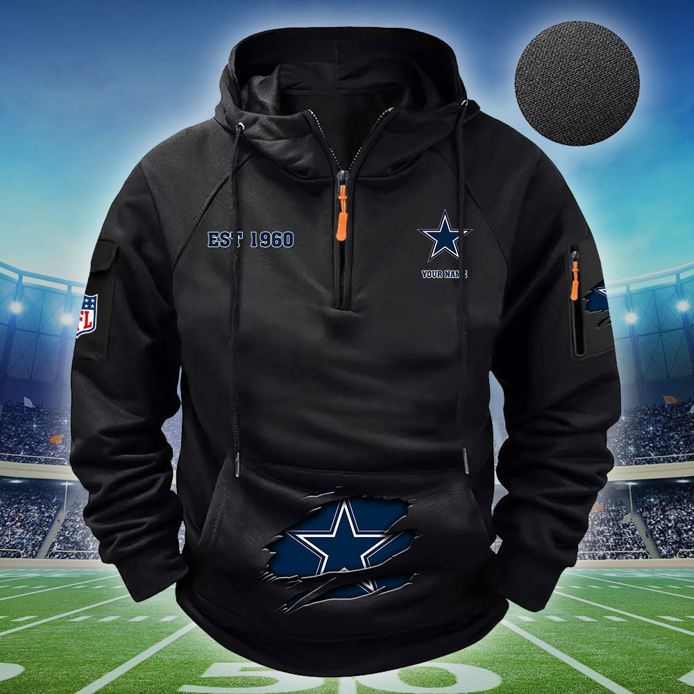 NFL Dallas Cowboys - Football Men's Zip-Up Hoodie - Custom Name