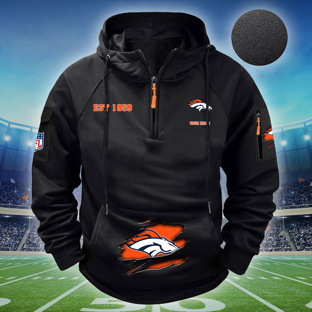 NFL Denver Broncos - Football Men's Zip-Up Hoodie - Custom Name