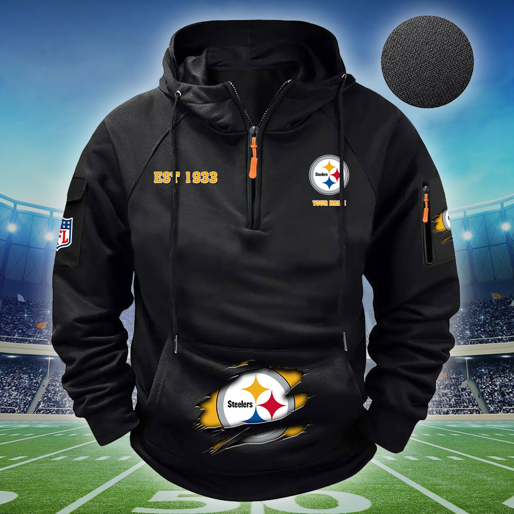 NFL Pittsburgh Steelers - Football Men's Zip-Up Hoodie - Custom Name