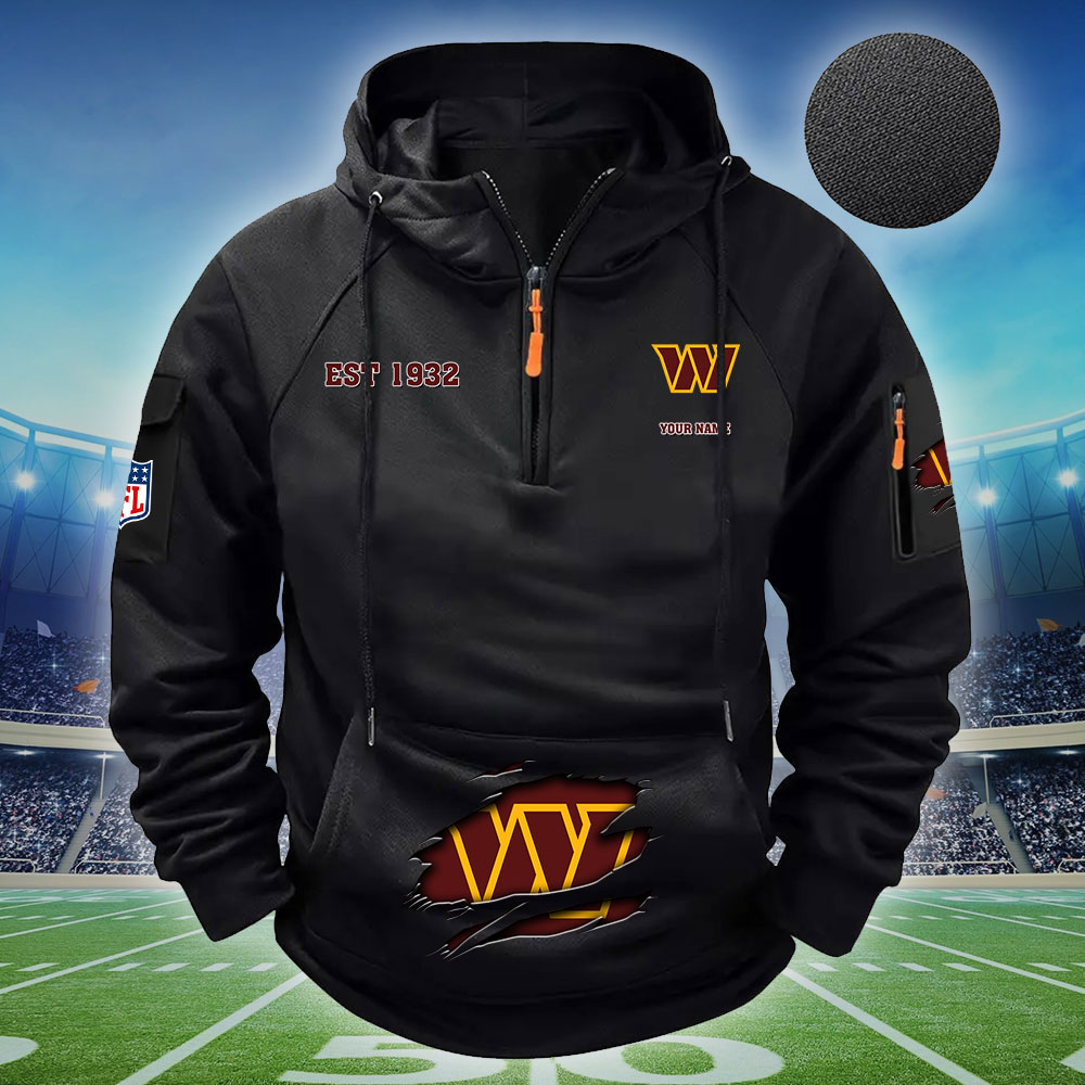 NFL Washington Commanders - Football Men's Zip-Up Hoodie - Custom Name