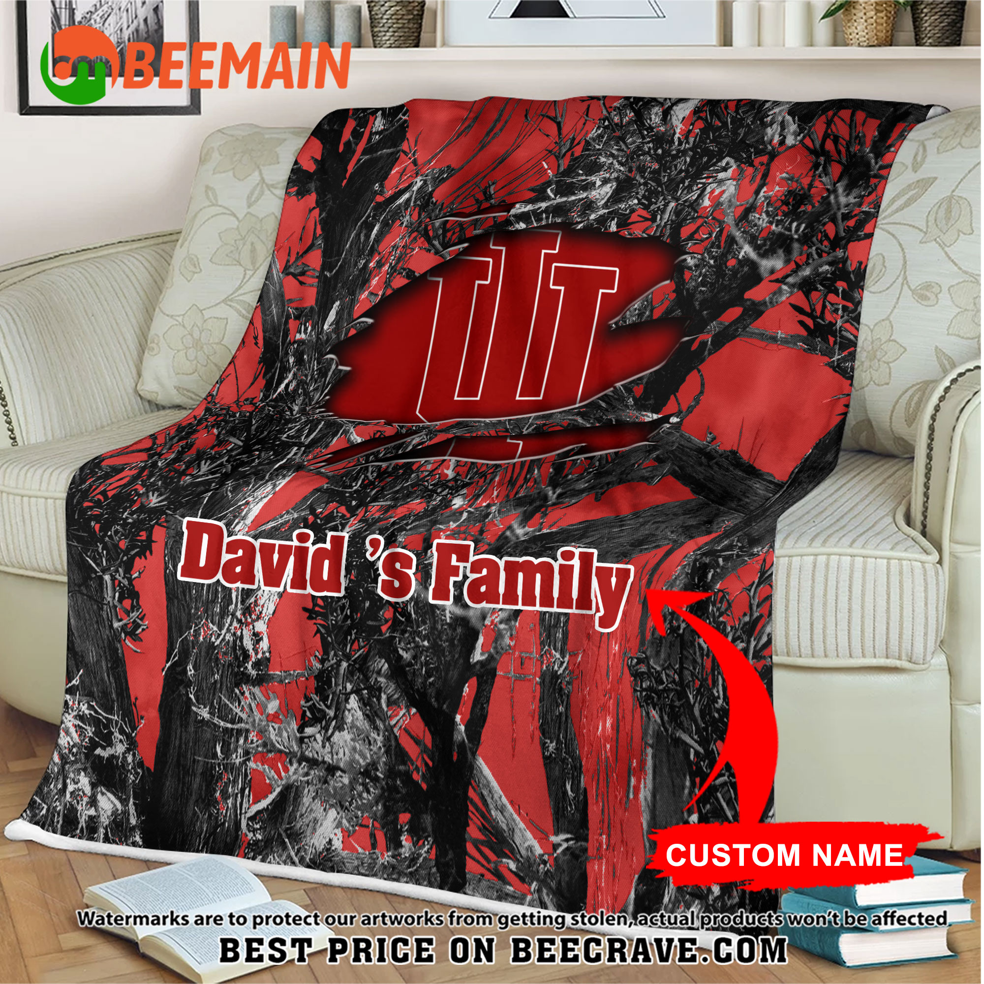 NCAA Indiana Hoosiers - Football Camo Blanket - Custom Name