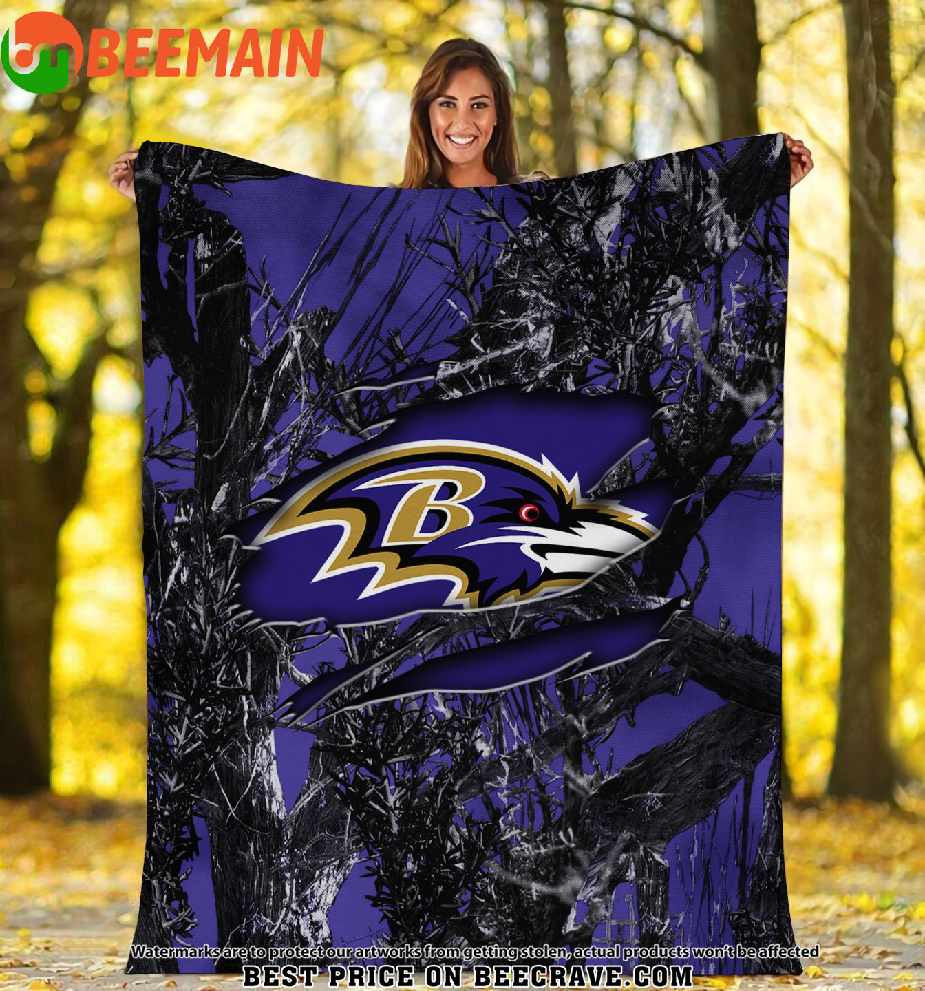 NFL Baltimore Ravens - Football Camo Fleece Blanket