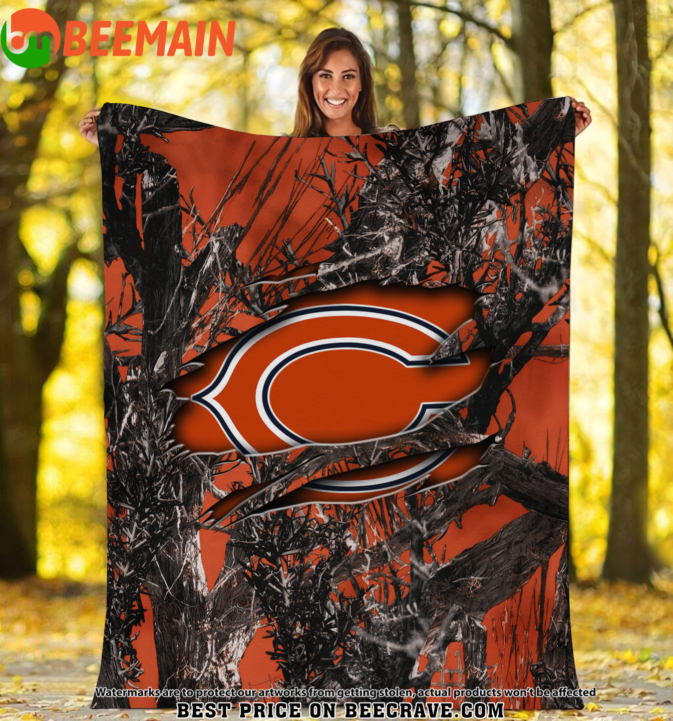 NFL Chicago Bears - Football Camo Fleece Blanket