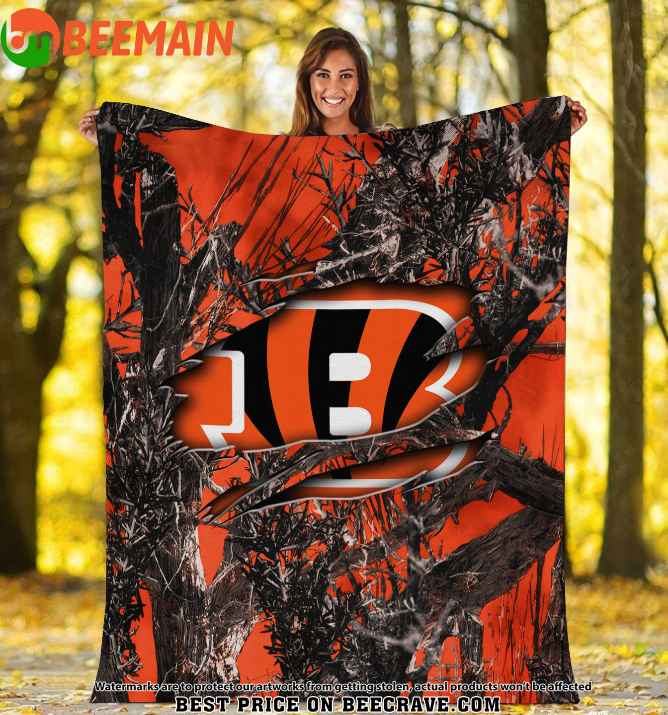 NFL Cincinnati Bengals - Football Camo Fleece Blanket