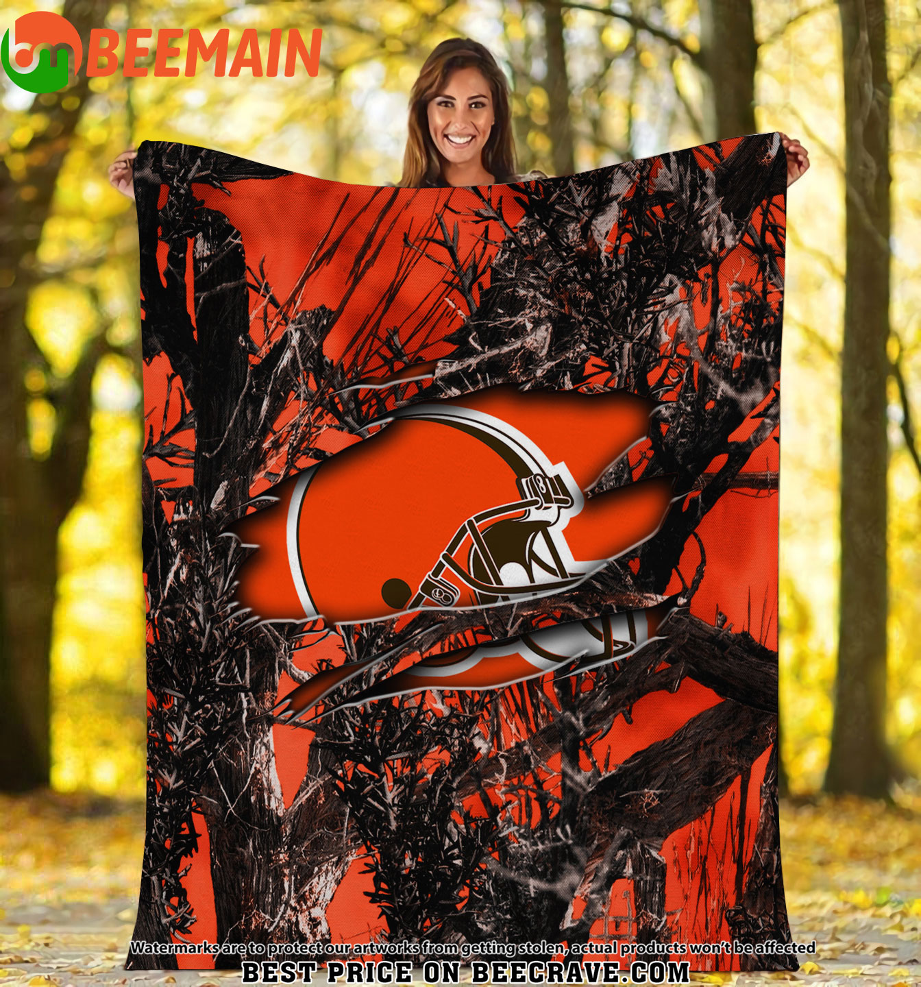 NFL Cleveland Browns - Football Camo Fleece Blanket