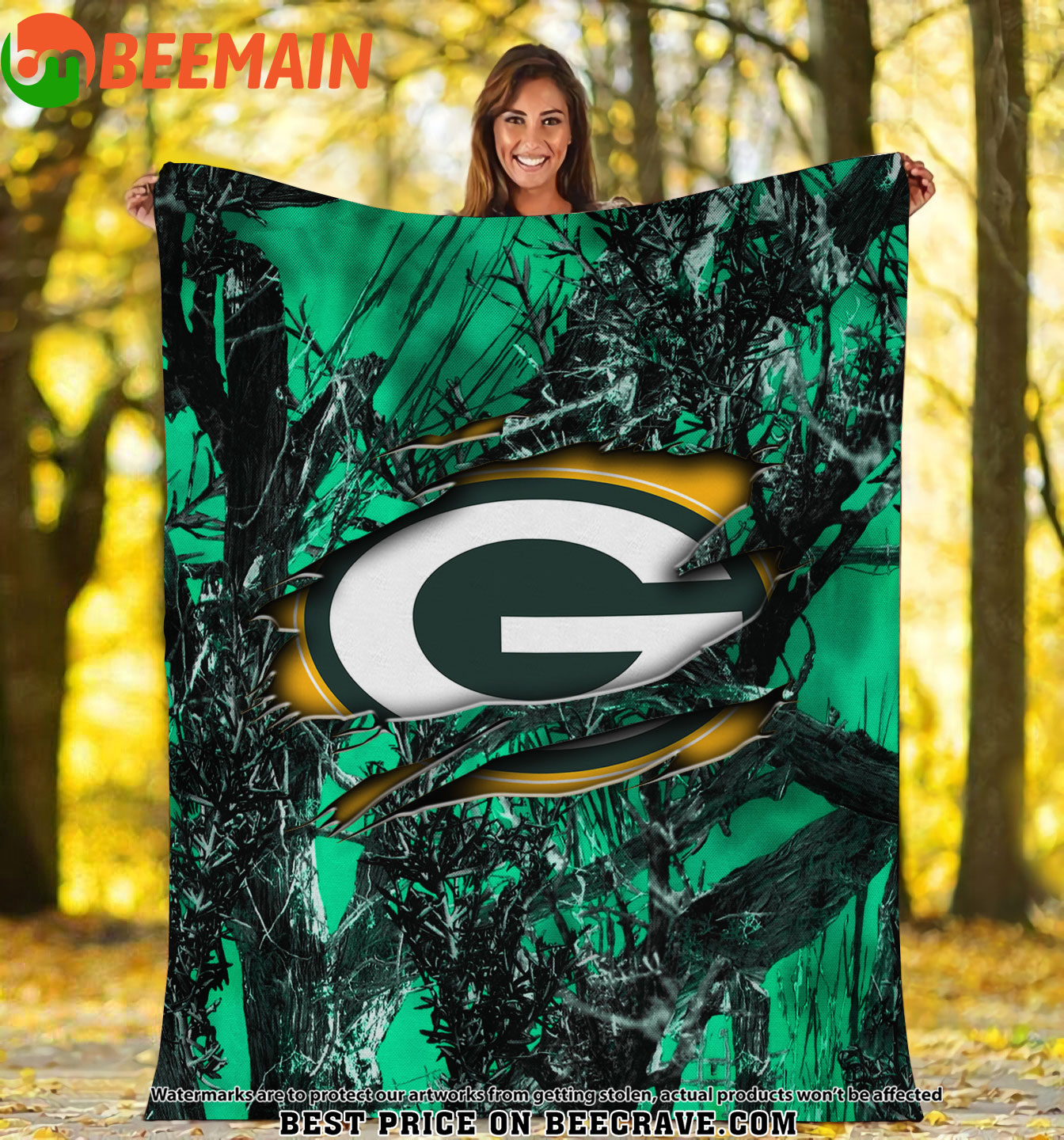 NFL Green Bay Packers - Football Camo Fleece Blanket