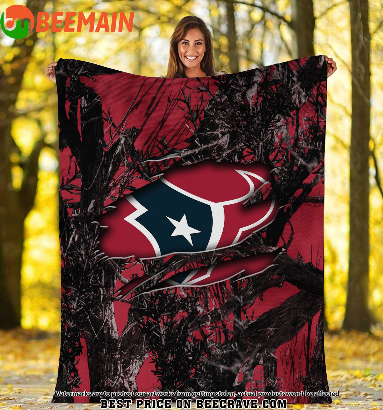 NFL Houston Texans - Football Camo Fleece Blanket