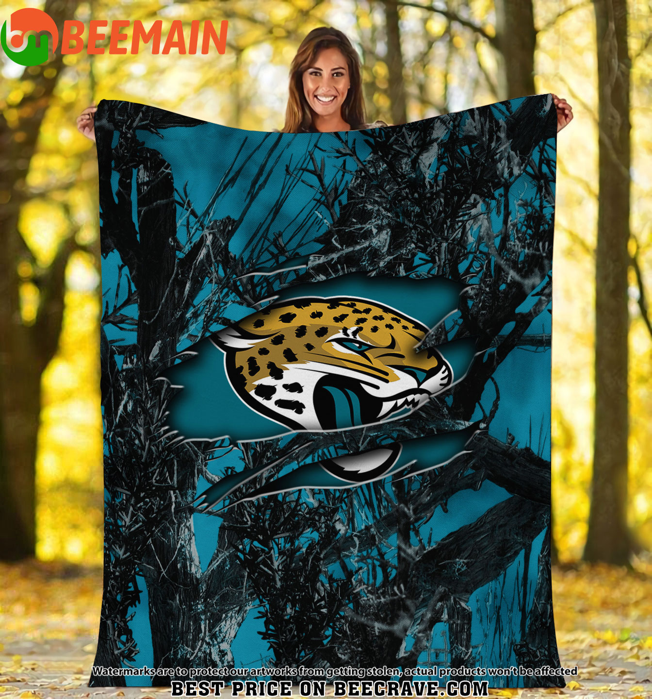 NFL Jacksonville Jaguars - Football Camo Fleece Blanket