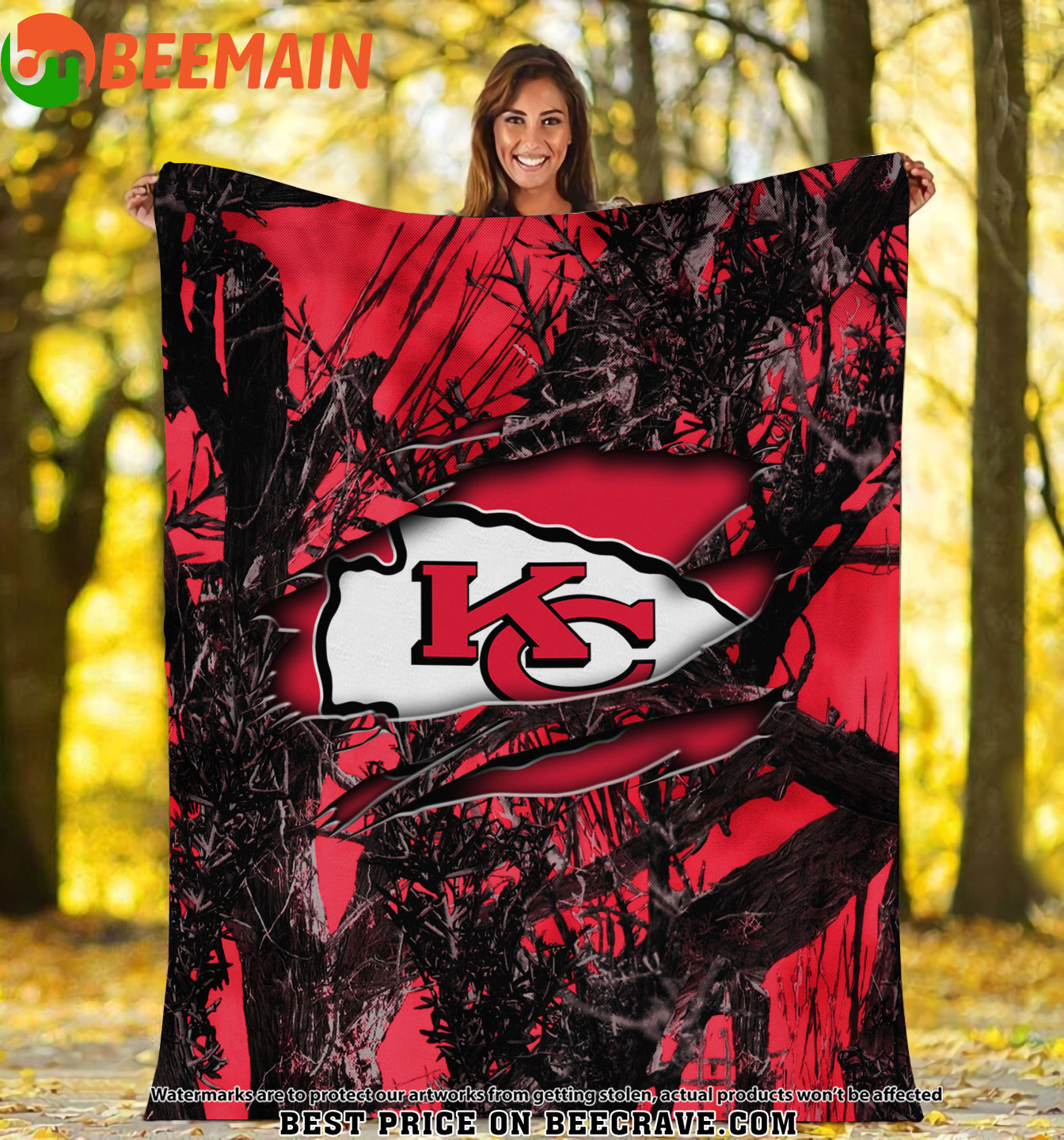 NFL Kansas City Chiefs - Football Camo Fleece Blanket
