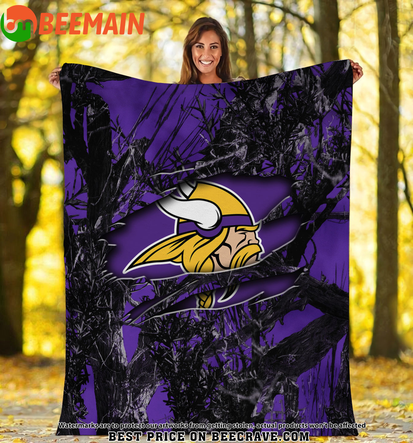 NFL Minnesota Vikings - Football Camo Fleece Blanket