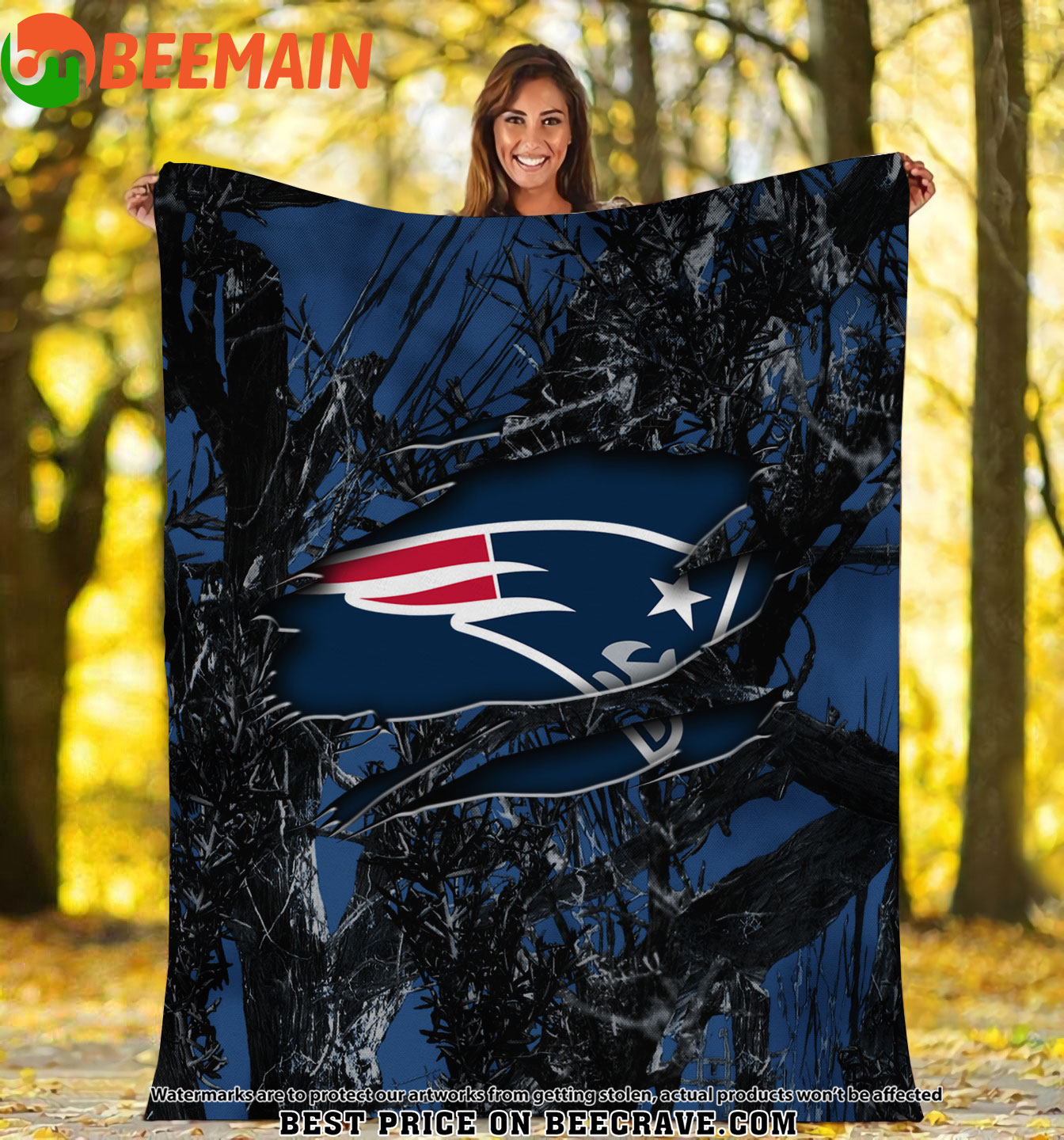 NFL New England Patriots - Football Camo Fleece Blanket