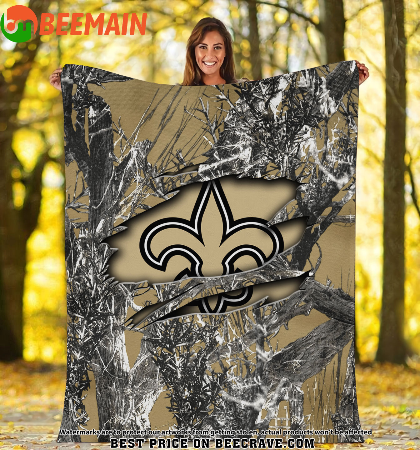 NFL New Orleans Saints - Football Camo Fleece Blanket