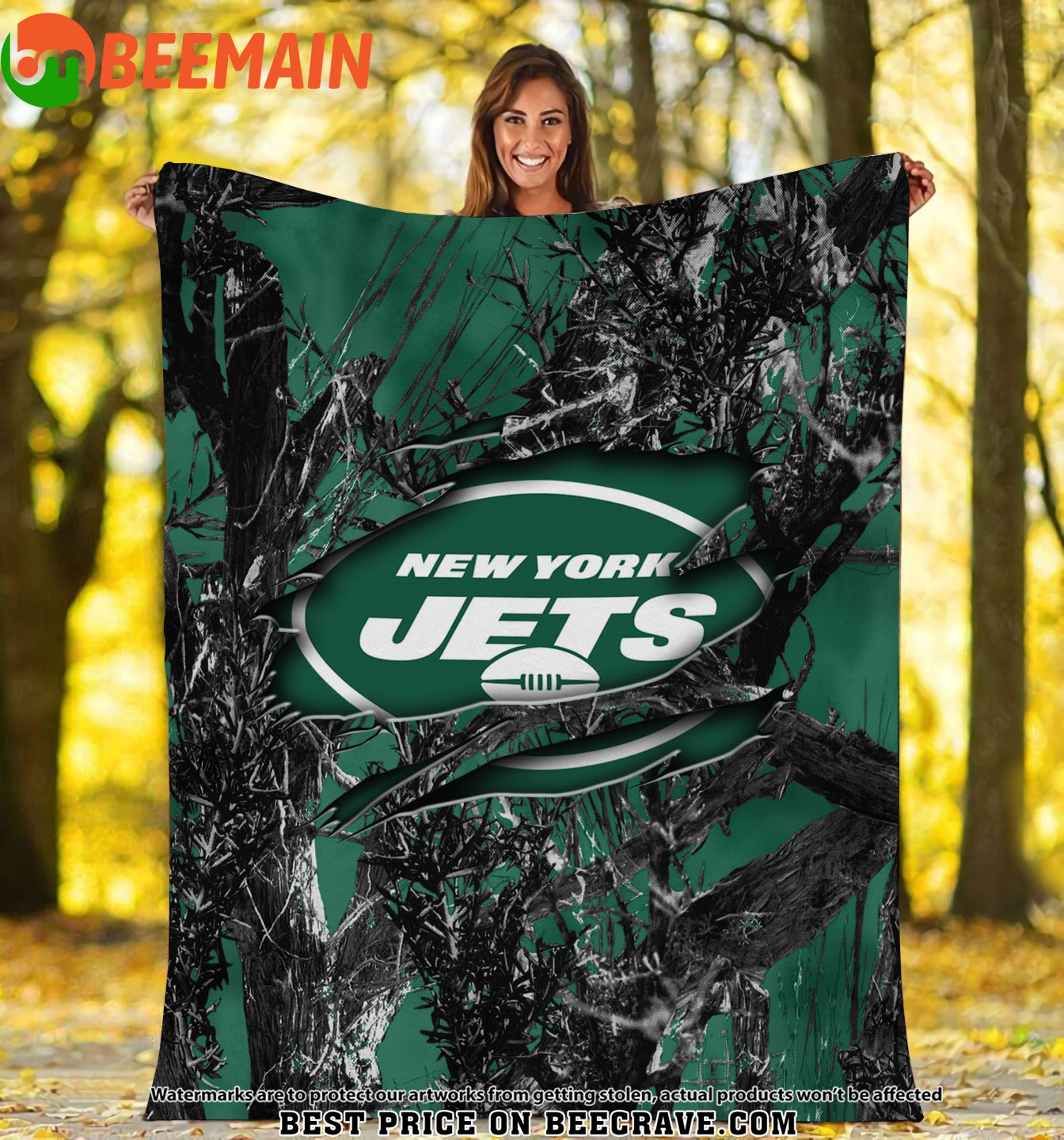 NFL New York Jets - Football Camo Fleece Blanket
