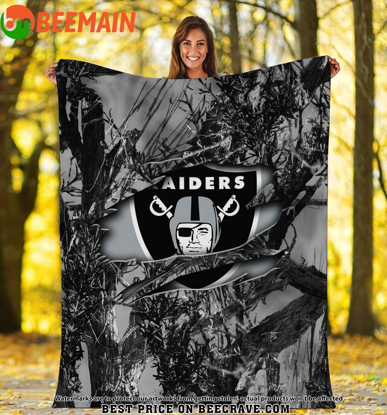 NFL Las Vegas Raiders - Football Camo Fleece Blanket