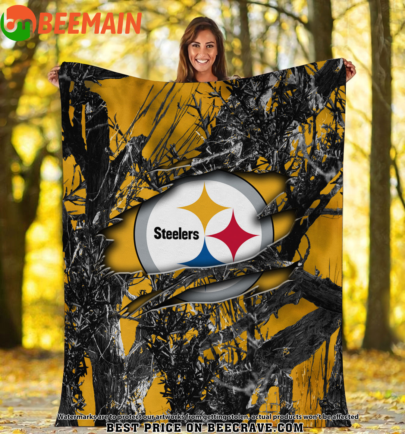 NFL Pittsburgh Steelers - Football Camo Fleece Blanket