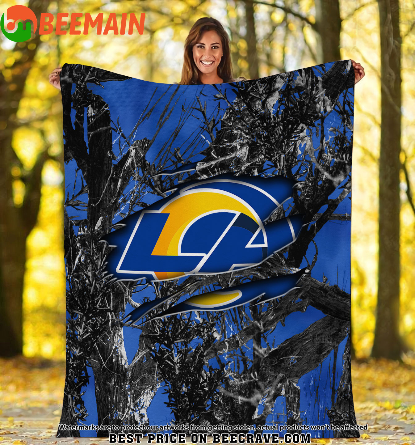 NFL Los Angeles Rams - Football Camo Fleece Blanket