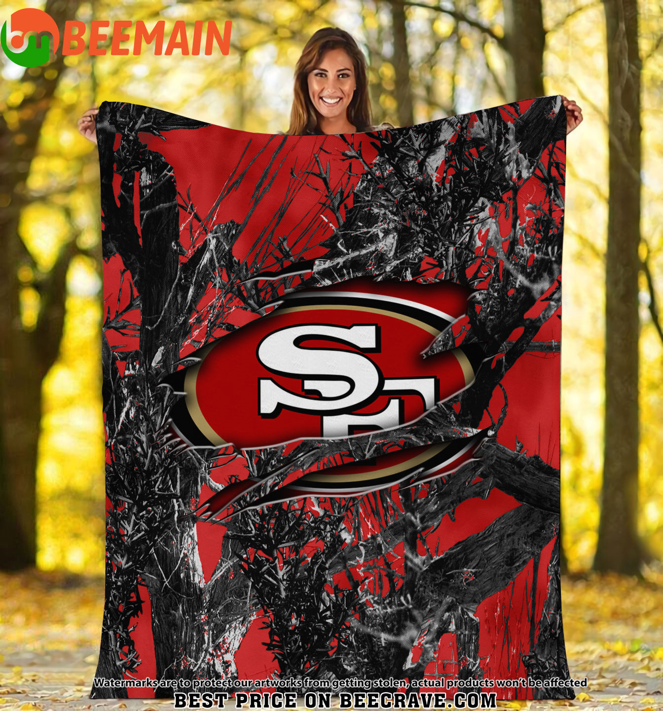 NFL San Francisco 49ers - Football Camo Fleece Blanket