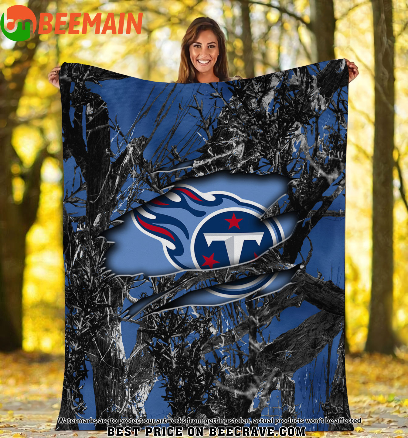 NFL Tennessee Titans - Football Camo Fleece Blanket