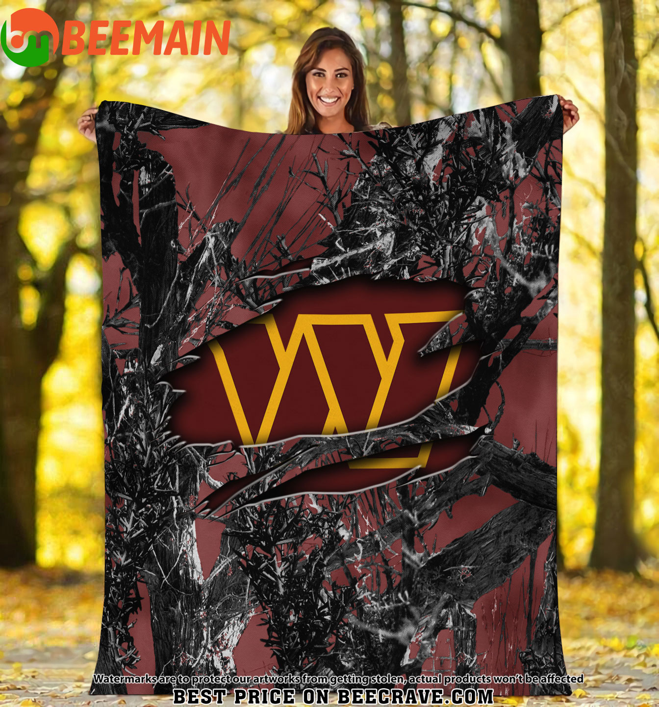 NFL Washington Commanders - Football Camo Fleece Blanket