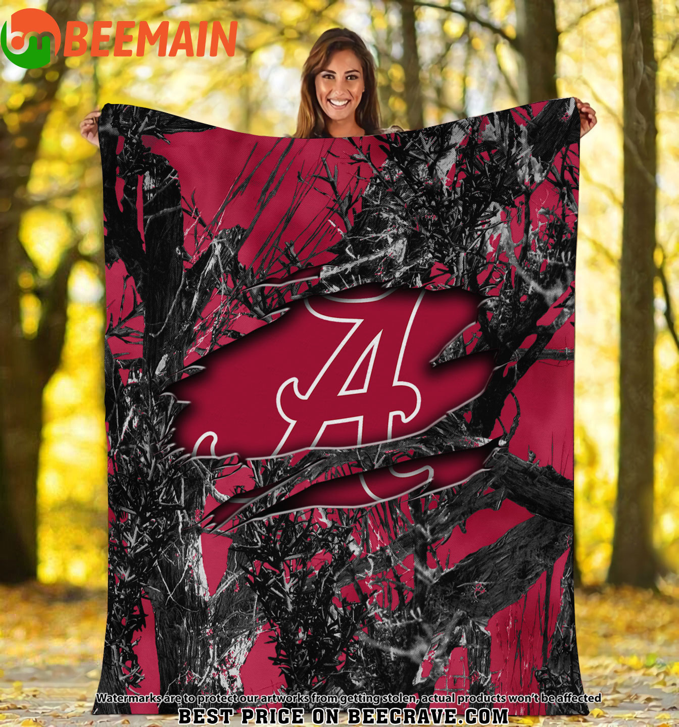 ZNCAA Alabama Crimson Tide - Football Camo Fleece Blanket