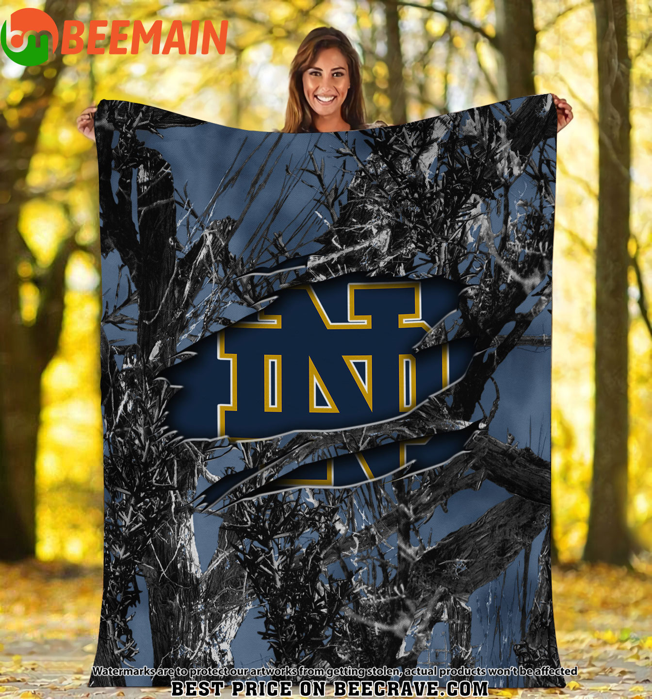 ZNCAA Notre Dame Fighting Irish - Football Camo Fleece Blanket