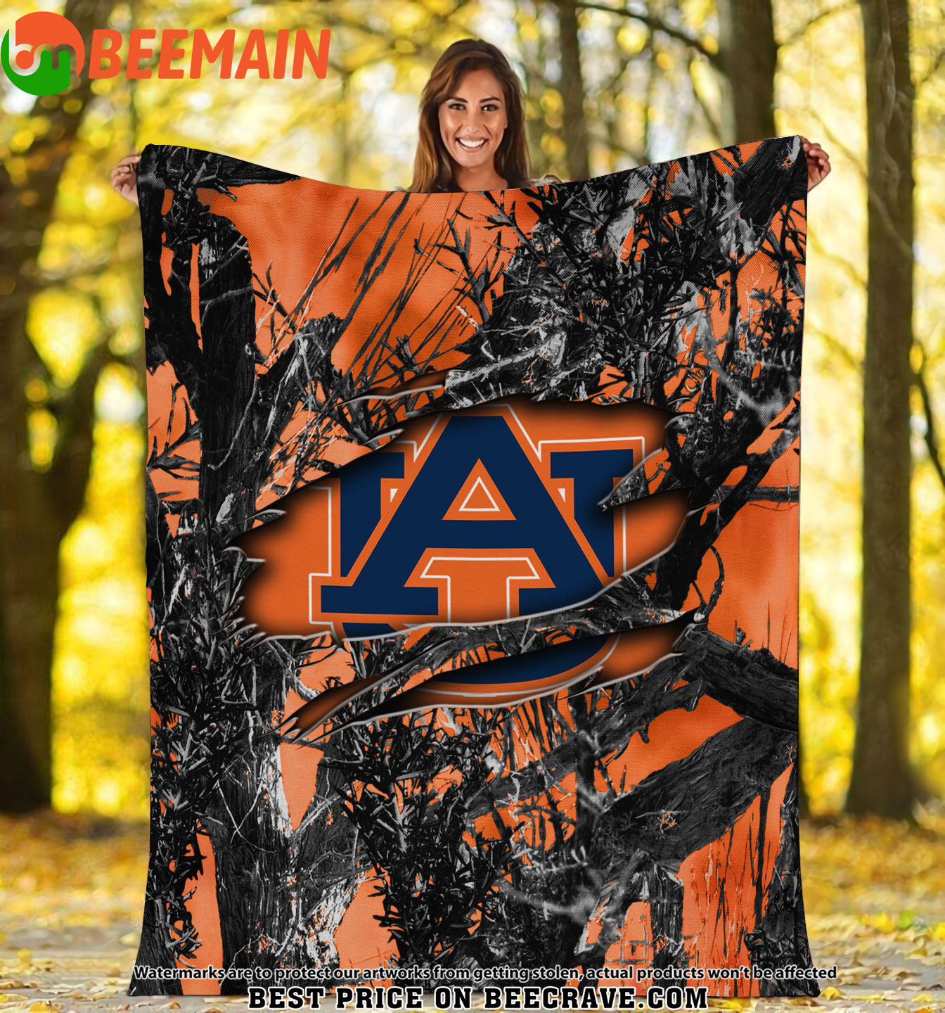 ZNCAA Auburn Tigers - Football Camo Fleece Blanket