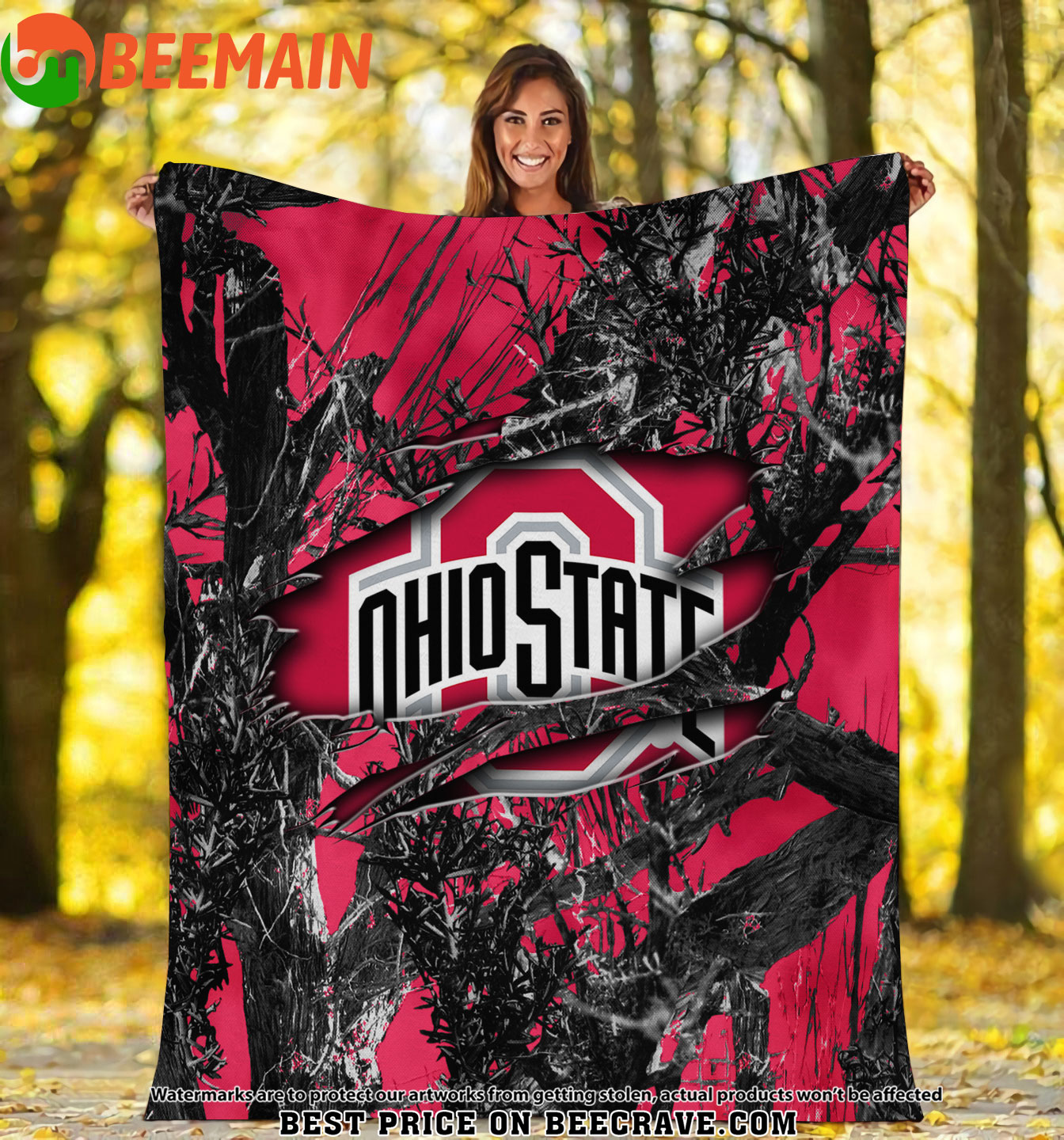 ZNCAA Ohio State Buckeyes - Football Camo Fleece Blanket