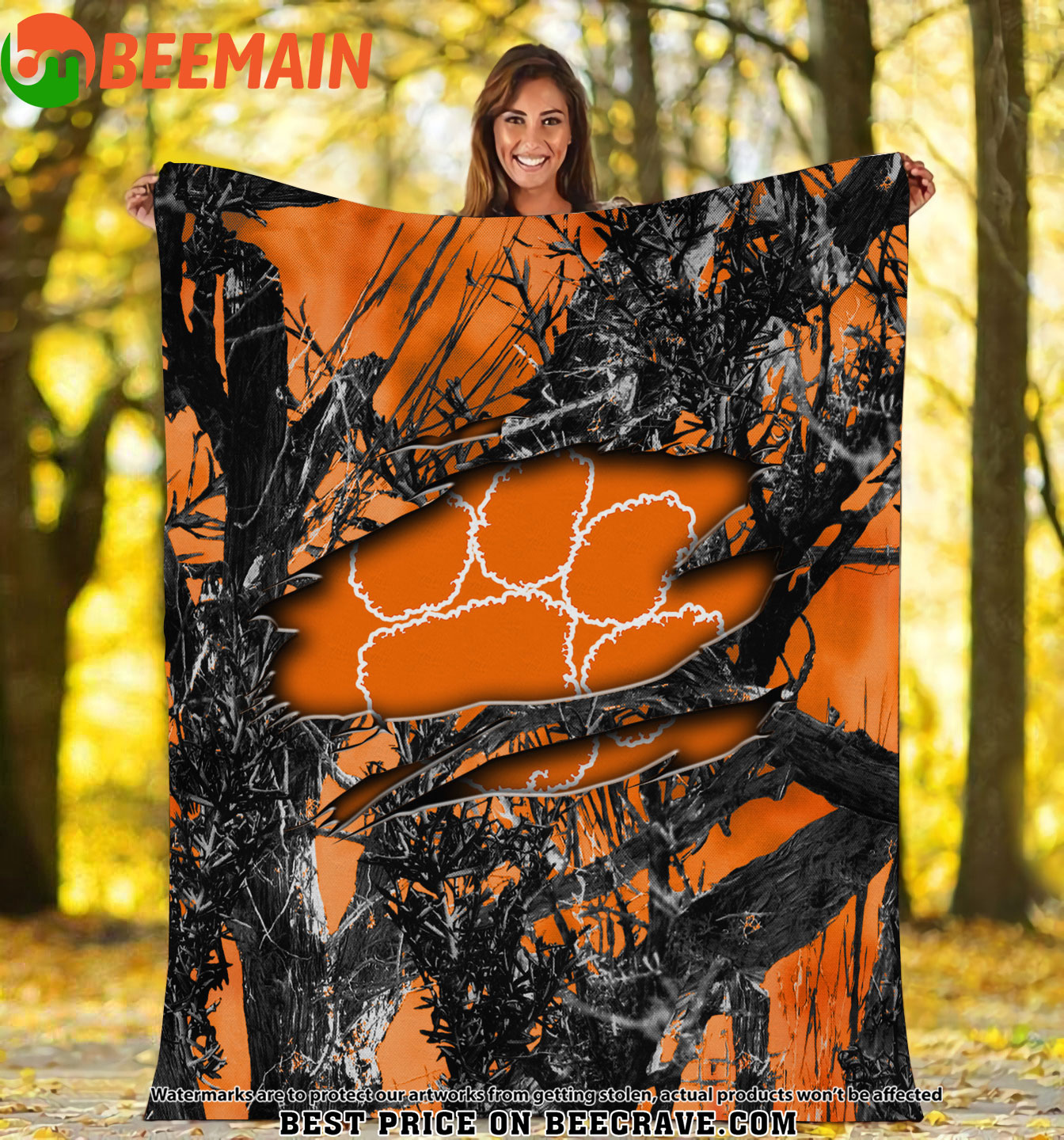 ZNCAA Clemson Tigers - Football Camo Fleece Blanket