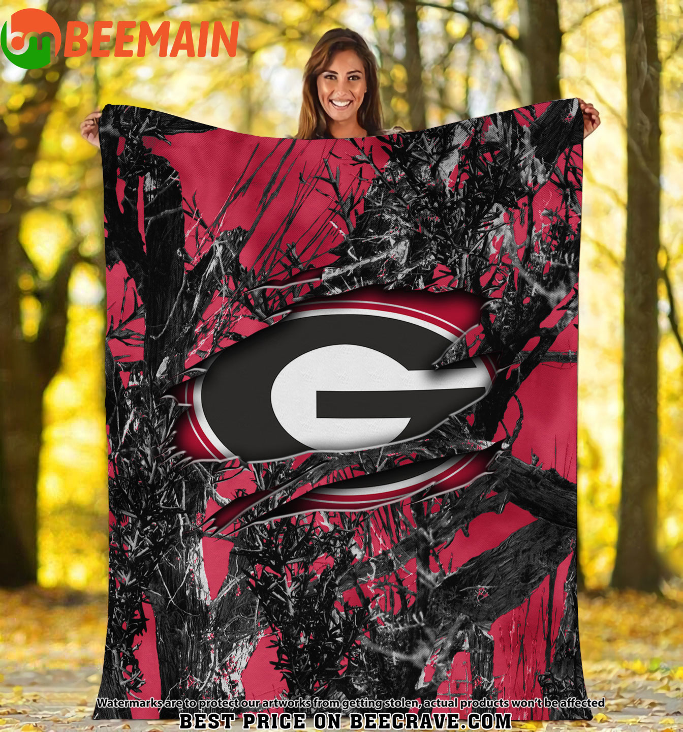 ZNCAA Georgia Bulldogs - Football Camo Fleece Blanket