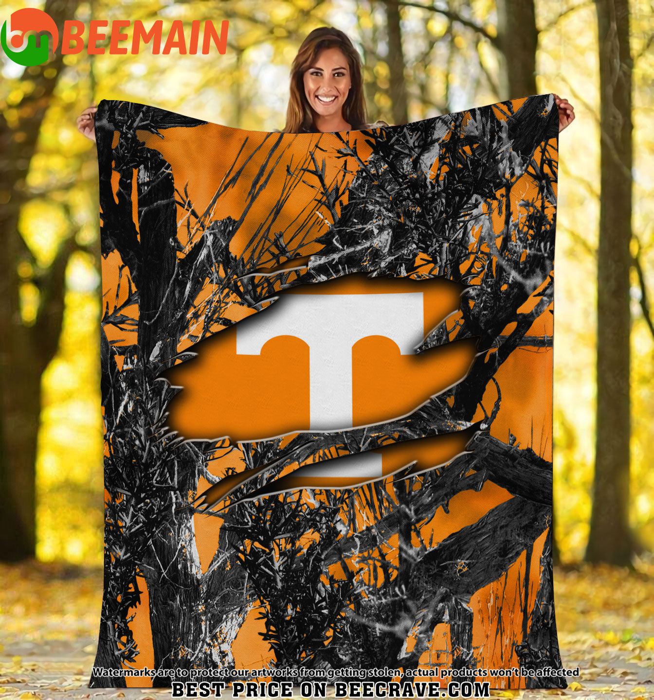 ZNCAA Tennessee Volunteers - Football Camo Fleece Blanket